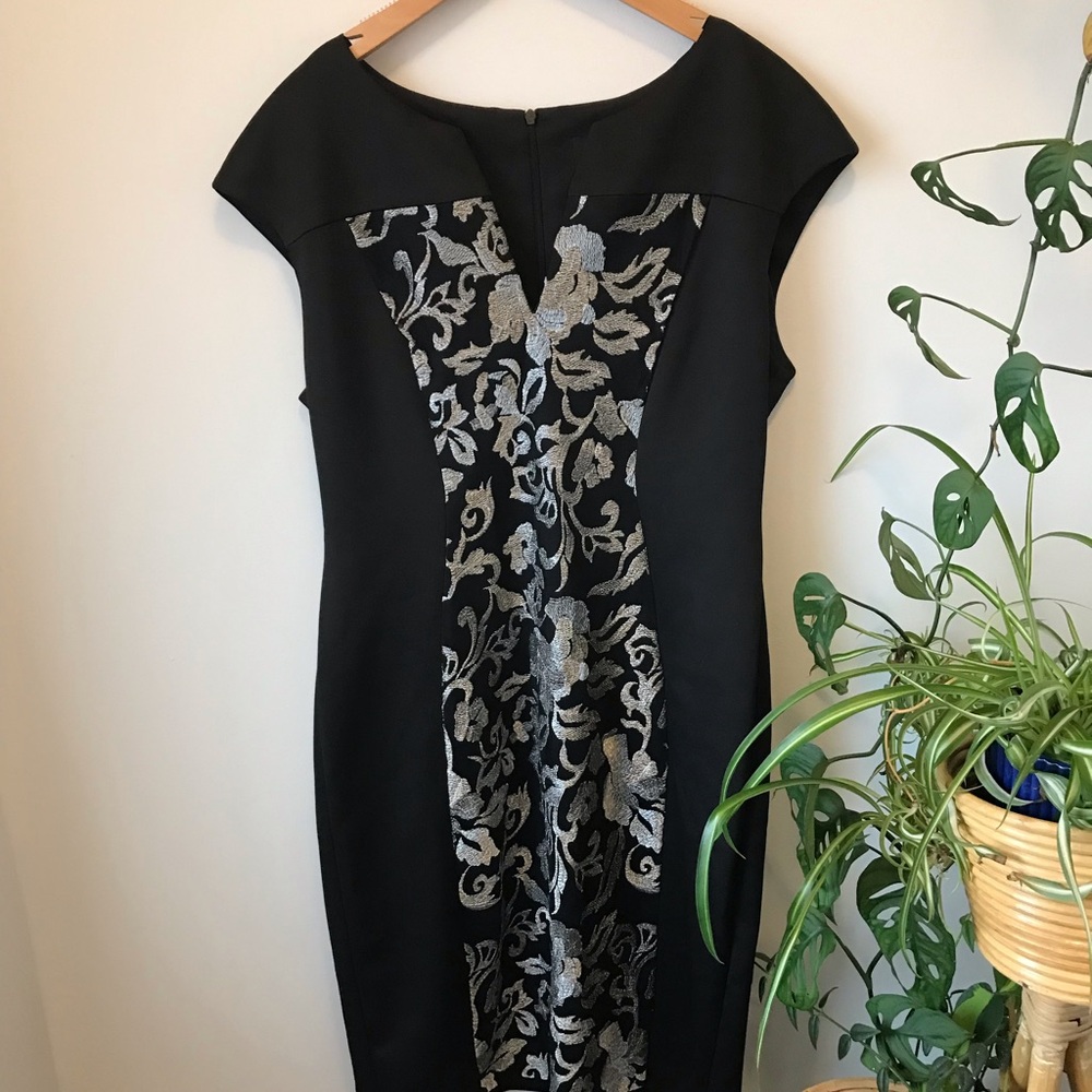 Elegant Black and Silver Floral Dress